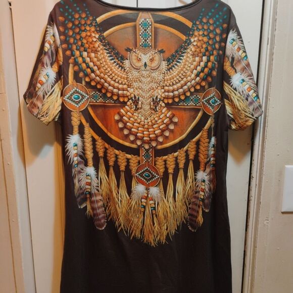 Bohemian Owl Print Mini Dress - Picture 9 of 10